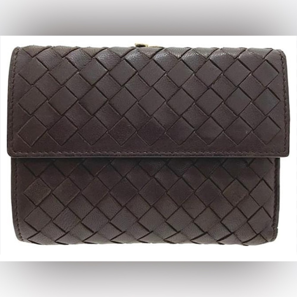 Bottega Veneta Dark Brown Woven Wallet